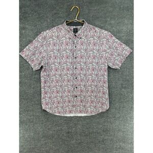 Michael Strahan Button Down Shirt Mens XL Pink Paisley Slim Fit Short Sleeve